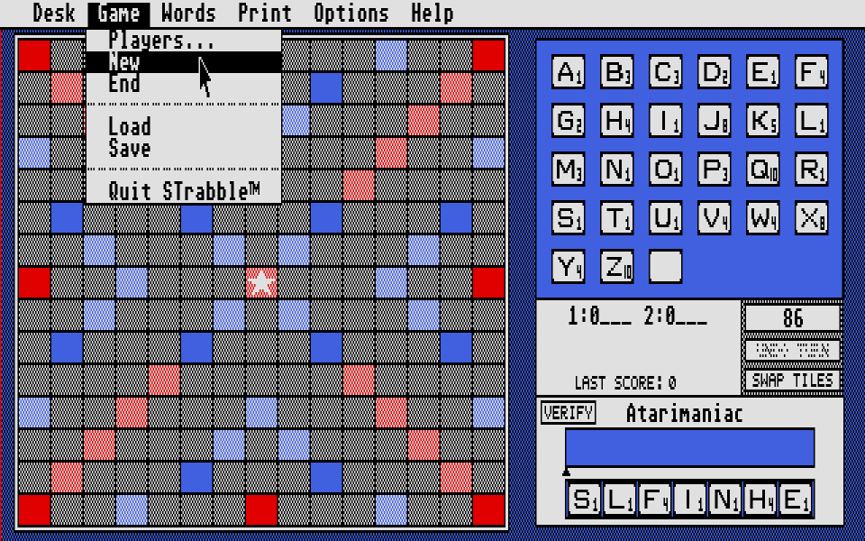 STrabble atari screenshot